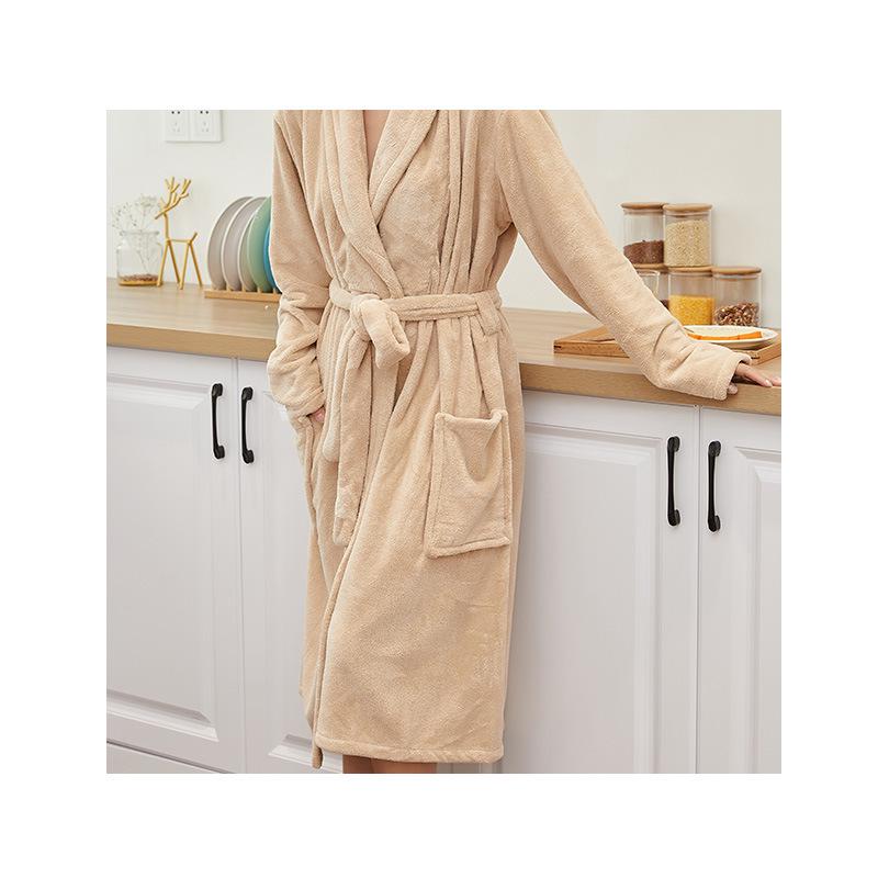 Women's Extra Plush Coral Fleece Bathrobe - Extra Large, Thick, Mid-Length, Long Sleeve Pajamas