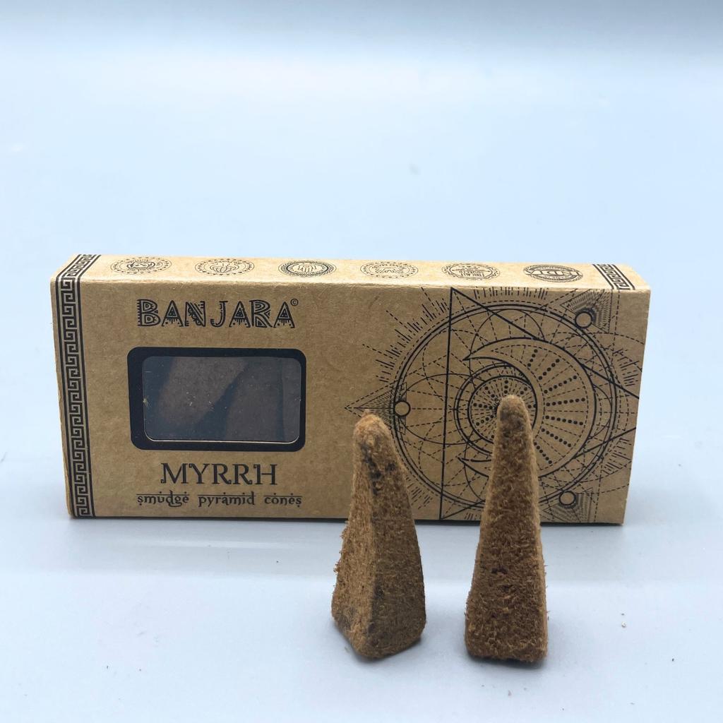 6x Myrrh Incense Cones Pyramid Smudge 10 Pack Banjara