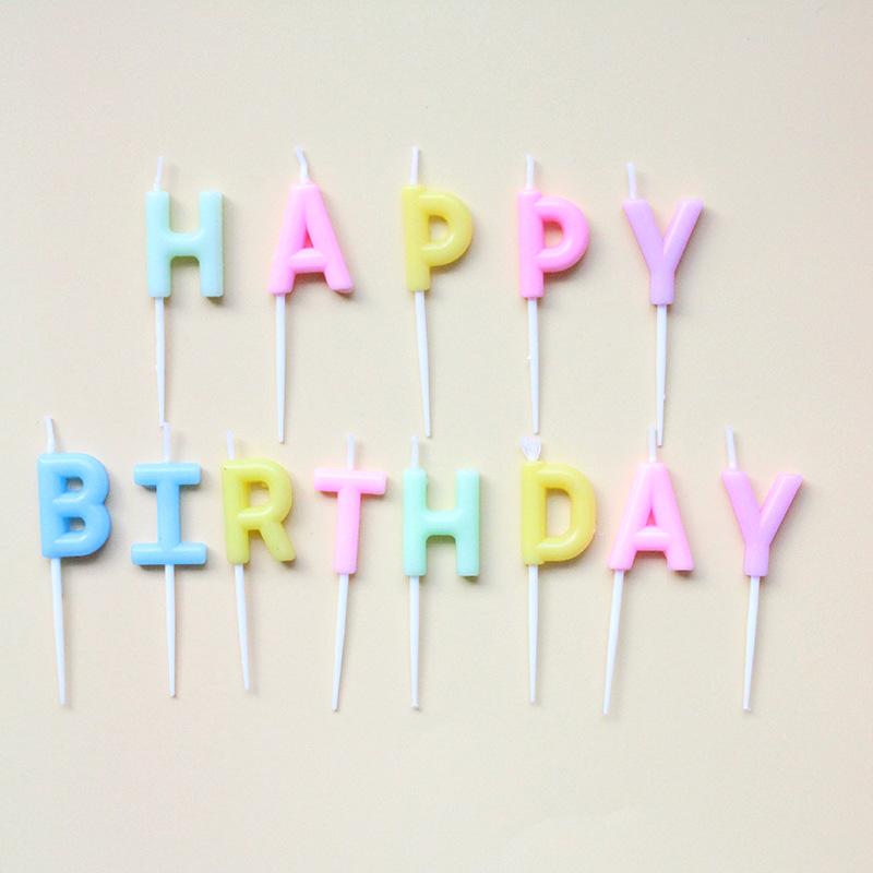 Birthday Party Colorful English Letters HAPPY BIRTHDAY Candles Romantic Party Candy Color Decoration