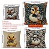 2D Cute Duck Bow-Tie Pattern Throw Pillow Covers Pattern Cushion Cover Suitable For Sofa Bedroom Car Pillow Cover