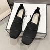 Spring and summer single shoes foreign trade fly-woven soft soles one pedal square head casual knitted shoes Doudou shoes women's shoes low-top flat