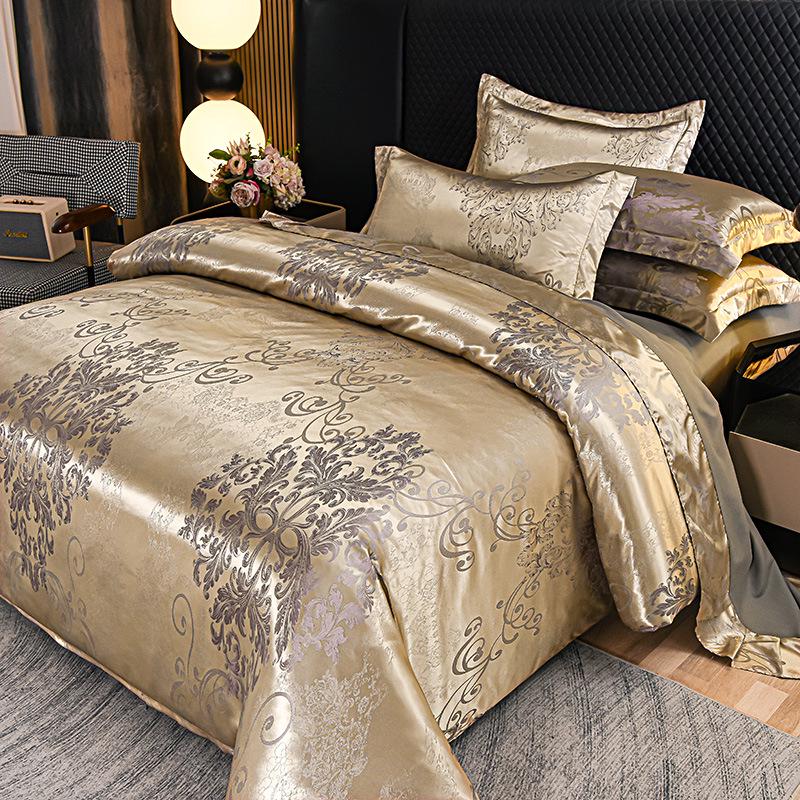 European Silk Cotton Jacquard Wedding Bedding Set - Four-Piece Duvet Cover Gift