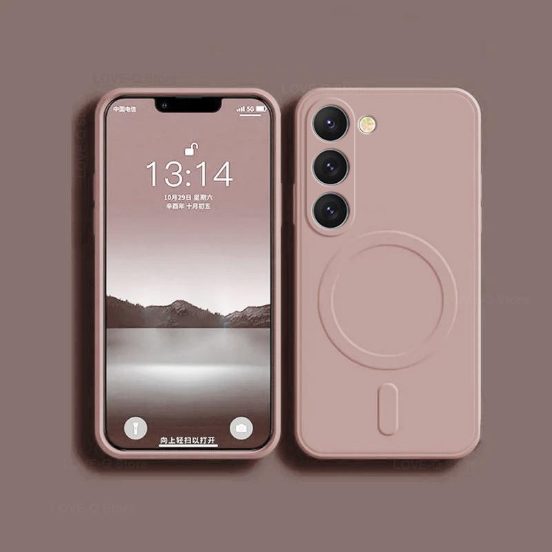 For Luxury Liquid Silicone Magnetic Case For Samsung Galaxy S24 S 24 S23 Ultra Plus S24Ultra For Magsafe Cases Wireless Charge Cover