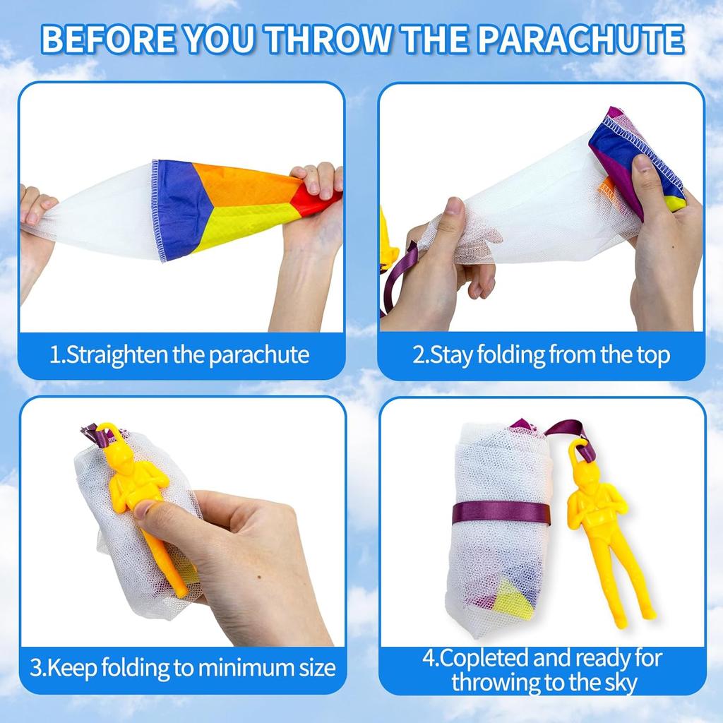Tangle Free Parachute Toys Easter Basket Stuffers for Toddlers with Small Figures Outdoor Flying Toys Air Parachute