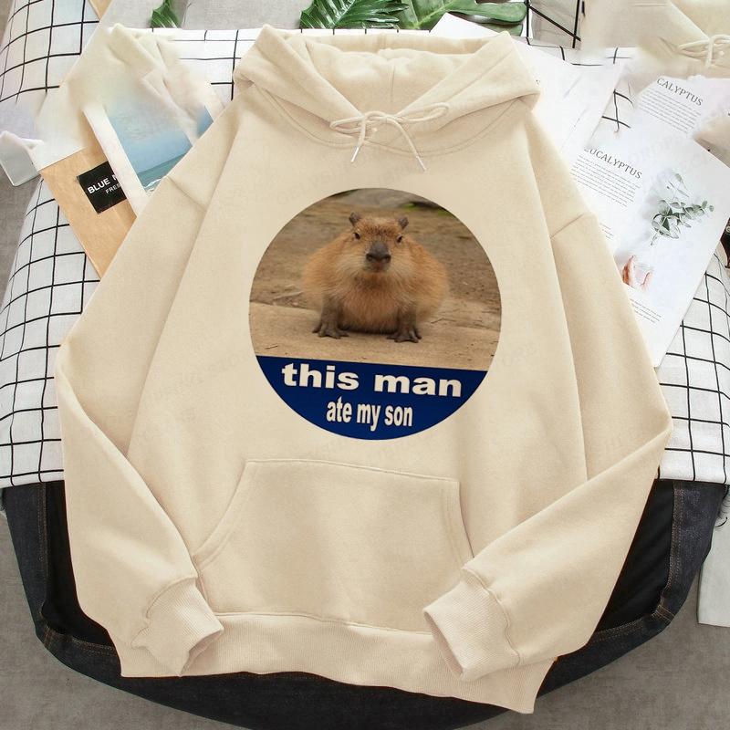 Funny Capybara Graphic Print Unisex/Femei Hanorac din bumbac Pulover oversized casual Hanorac popular Tendință la modă Îmbrăcăminte unisex