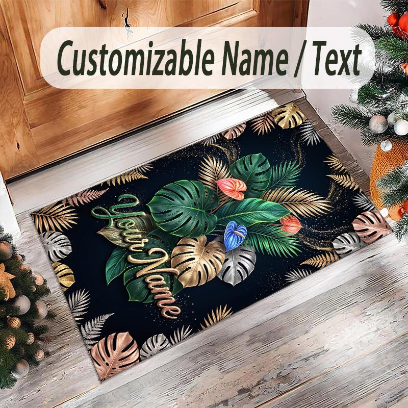 Other Similar Designs Theme Crystal Velvet Rug Personalized Custom Name Text Soft Floor Mat Home Decor