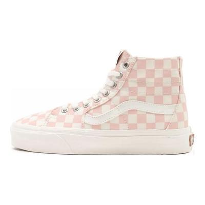 Zapatillas de Skate Sk8 Casual a Cuadros de Caña Alta Unisex Rosado Blanco VN0A4U169FP