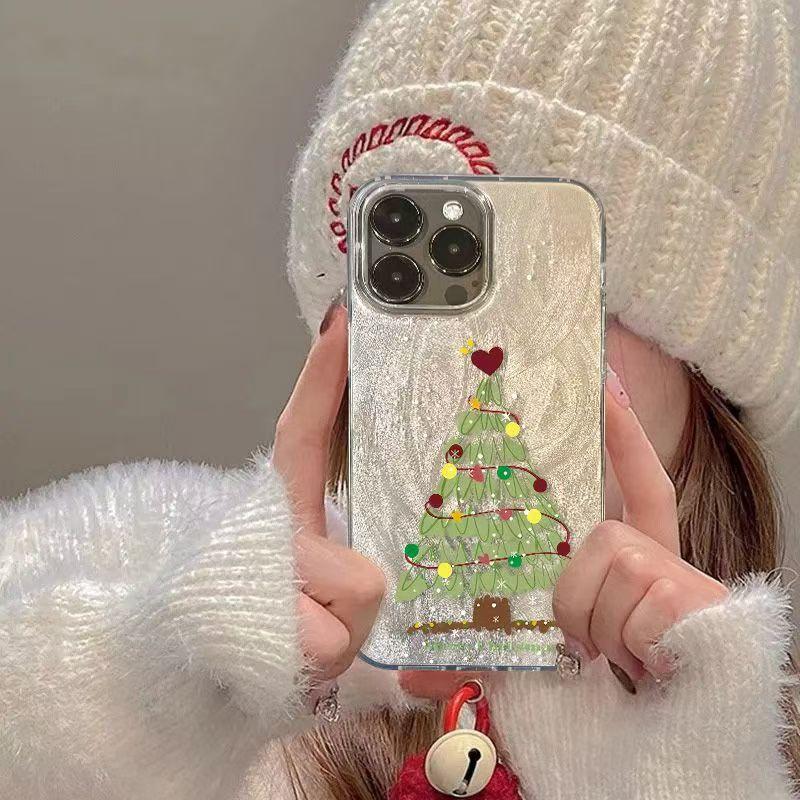 Love Christmas tree Apple 17promax feather yarn mobile phone case 13/12 high value 7/8 star 14/16pro case