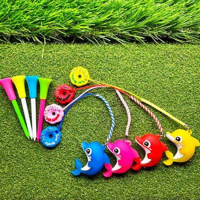 Big Head Golf Tee And Anti Lost Golf Tee Hanger Set Plastic Cartoon Dolphin Golf Tee Ring with Strap for Men Women Golf Enthusiasts