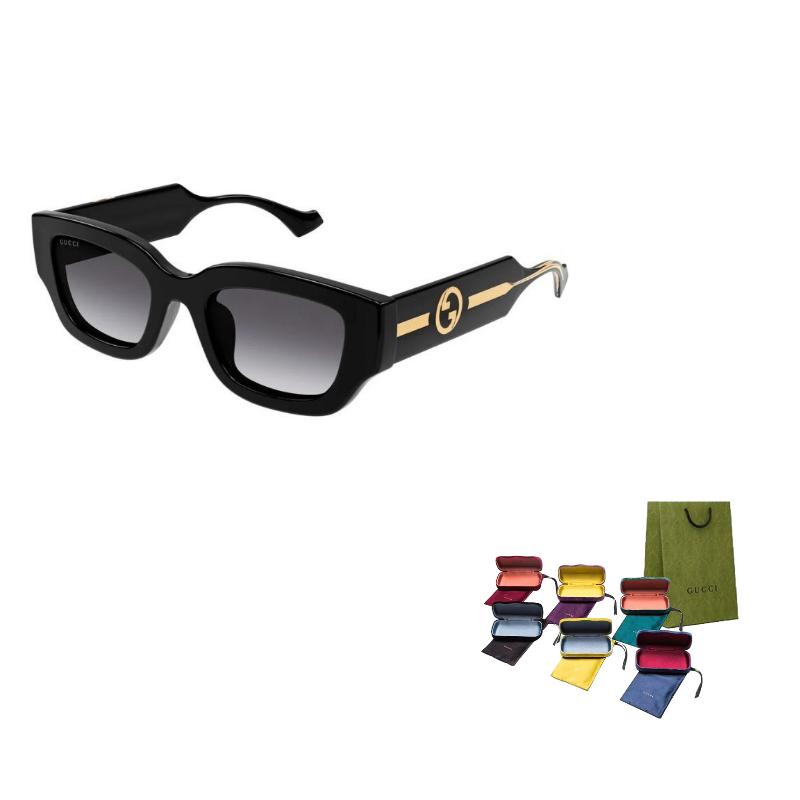 Gucci Temple Logo Injection Moulded Square Sunglasses Men's Black