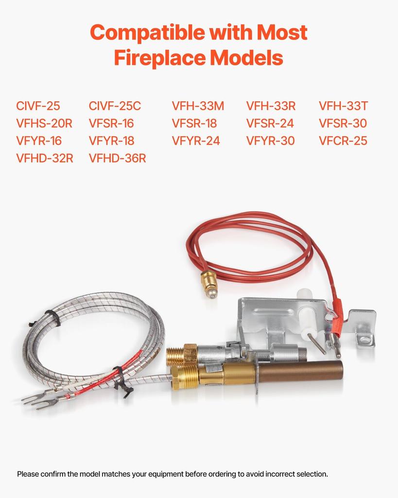 Gas Pilot Assembly, OE 103779-01, PP231, NG8218 Fireplace Natural Gas Ignition Replacement, Compatible with CIVF-25, CIVF-25CF, VFH-33M, VFH-33R,