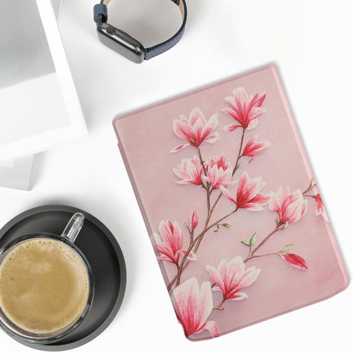 Coque - Vivlio - InkPad 4 - Similicuir - Fleurs de printemps - Rabat magnétique