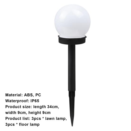 3 Stücke Solar Garten Wasserdichte energiesparende Licht Automatische Sphärische Lade Rasen Lampe für Terrasse