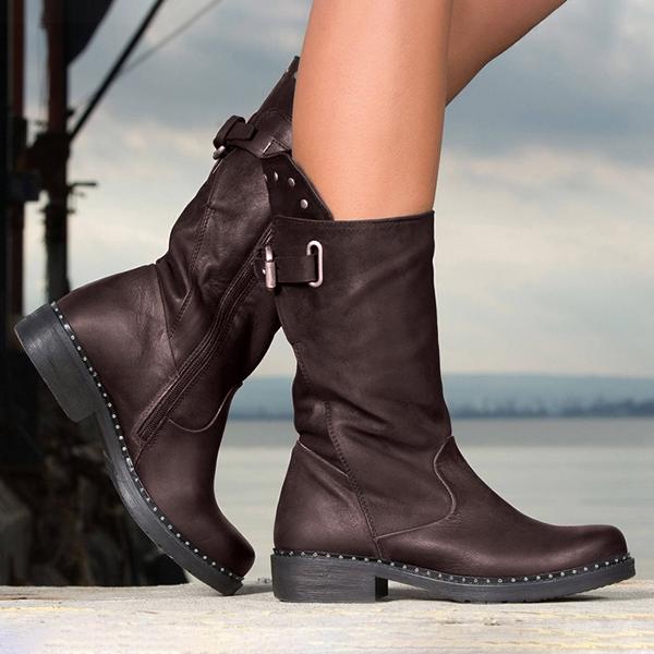 Nueva Moda Botas de Mujer Tacón Cuadrado Botas de Dedo redondo Tacón Bajo  Tacón Casual Side Cremallera Hebilla Martin Boots comprar a buen precio —  entrega gratuita, reseñas reales con fotos — Joom