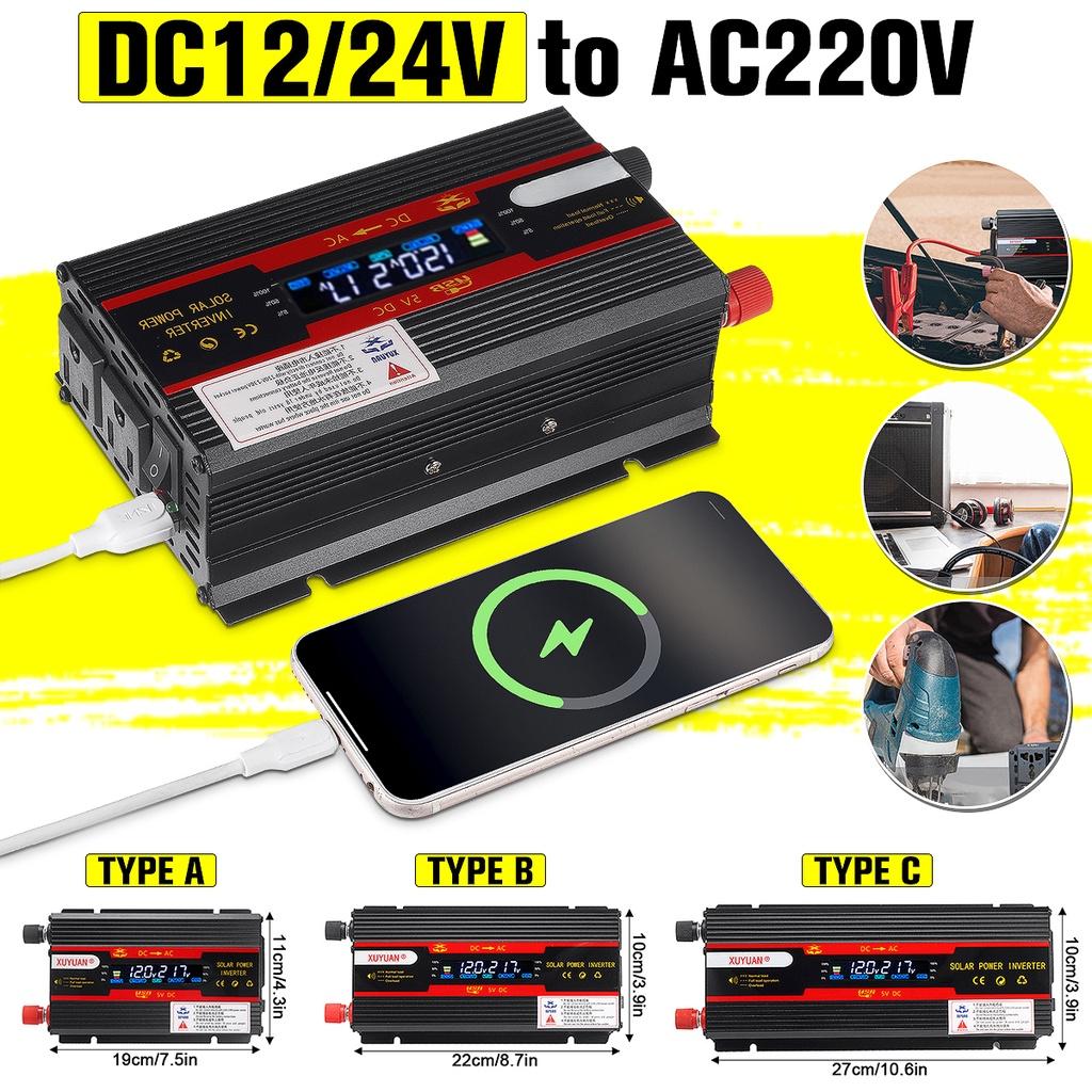 DC12v 24v To AC 220v Modified Sine Wave Inverter Power Transformer Power Converter Solar Inverter W LED Display 3000/4000/5000W