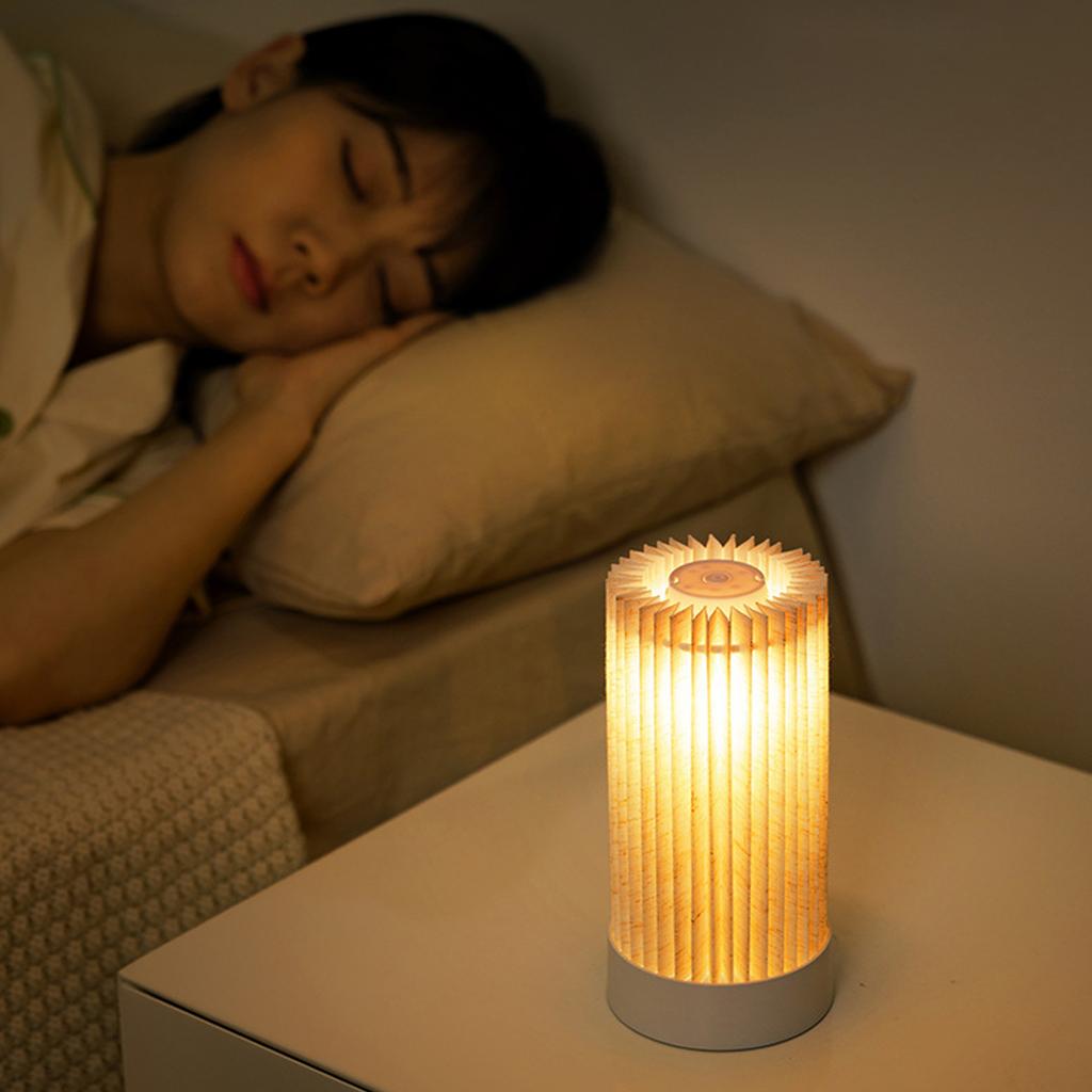 Pleated Shade Table Lamp in Warm Light Button Control for Bedrooms Offices and Living Rooms