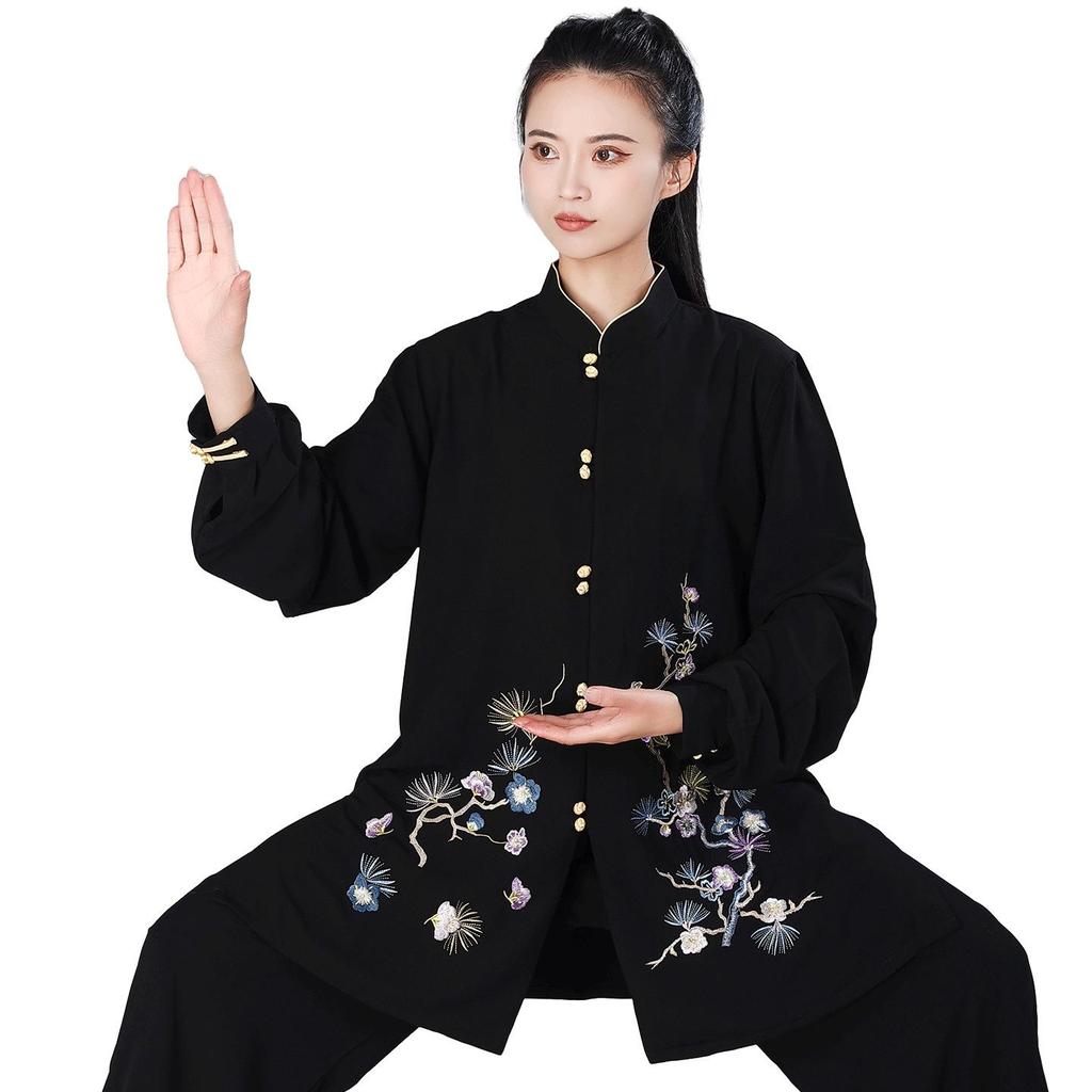 Hongji Women's Embroidered Tai Chi Suit for Spring, Summer, Autumn - Perfect for Morning Exercise, Martial Arts, and Chinese Style Practices