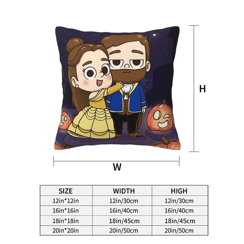Pibu-Beauty And Beast - Pibubear 2 Pcs Square Pillowcase Pillow Cover Cushion Decor Comfort Throw Pillow For Home Living Room