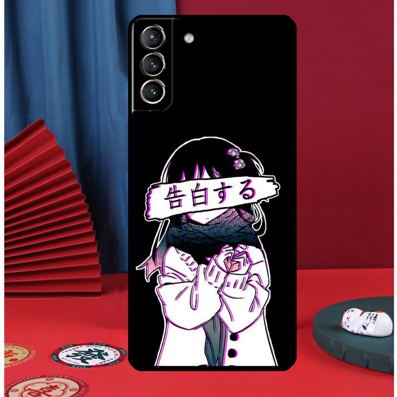 Sad Anime Aesthetic Senpai Phone Case For Samsung Galaxy S24 Ultra S9 S10 S20 S21 S22 Plus S23 FE S25 Ultra Back Cover