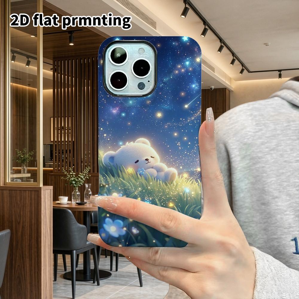 Phone Case: 2D Flat Design Suitable for iPhone 18, 17, 16, 15, 14, 13 Pro Film Protective Case, Couple Style, Starry Sky and Grassland, Christmas and 