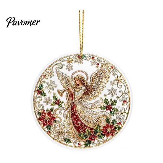 Office Holiday Decorations Christmas Acrylic Hanging Ornament, 2D Flat Double Side Printed Ornaments Santa Snowman Pendant for Tree Window,
