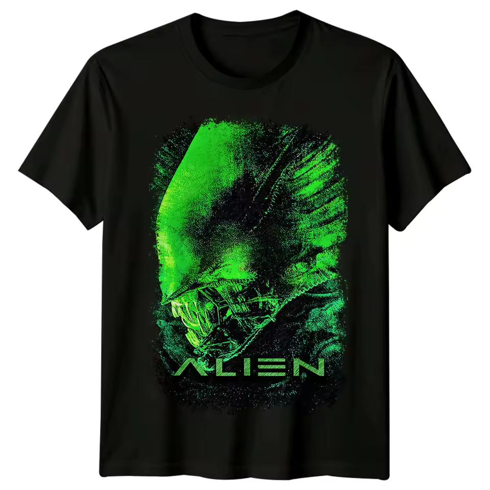 Alien (1979) Movie Poster Inspired T-Shirt Retro Classic Film Tee Graphic Men's T-Shirt Black Short Sleeve for All-Season