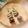Retro niche literary earrings, natural plant fruits, wooden dried fruits, long fringed women's earrings