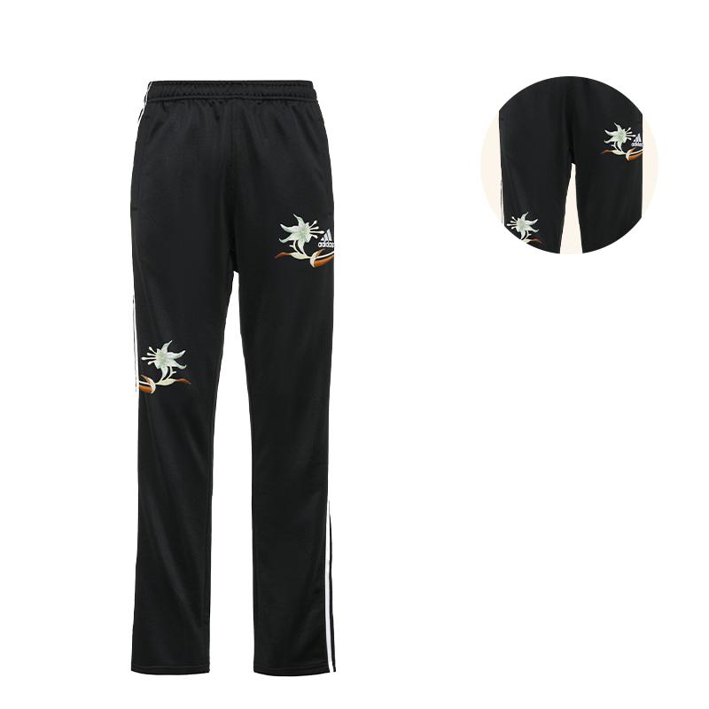 Adidas Chinese Embroidered Versatile Side Stripe Straight Leg Retro Knitted Sports Pants Unisex Pants Black White TR30PR-BW(TEAM702-BW7)