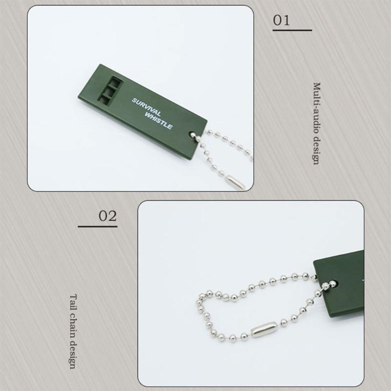 High Decibel Survival Whistle Outdoor 3-Frequency Emergency Whistles Keychain