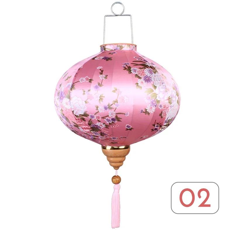 Chinese Style 12/14Inch Retro Floral Printed Silk Lantern Japan Vietnam Traditional Lantern for New Year Wedding Festival Decor