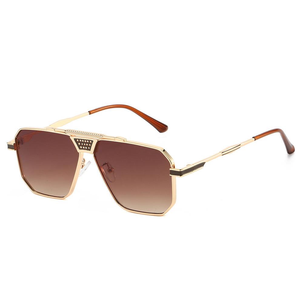 Luxury Brand Aviaiton Sunglasses Men Large Frame Metal Square Locomotives Tough Guy Styles Cool Fashion Sun Shades Cowboys