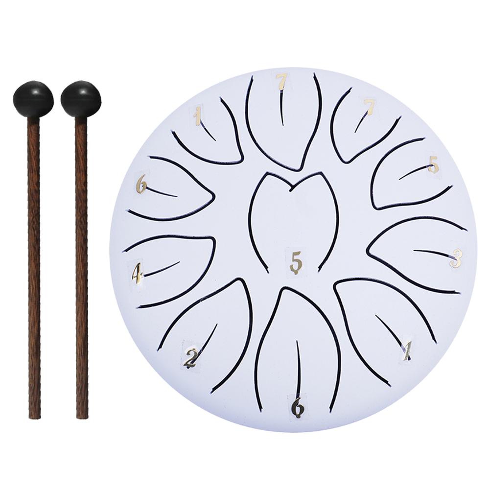 

6-дюймовый 11-нотный стальной язычковый барабан ударный инструмент Balmy Drum с барабанными палочками для развлечений медитации йоги дзен подарки белый