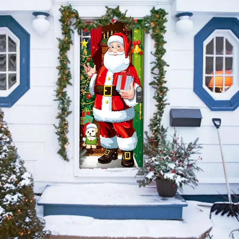 1PC Background Cloth Atmosphere Polyester Party Supplies Christmas Door Hanging Christmas Decorations Blanket