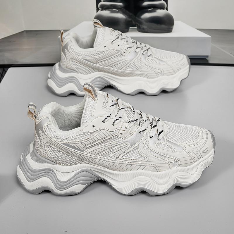 

Парижские кроссовки для папы, студенческая версия, сетчатые дышащие кроссовки, подростковые кроссовки на толстой подошве для увеличения роста, супер обувь, кроссовки для бега в гонконгском стиле 39 бежевый