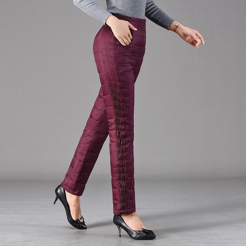 L~5XL Winter Pants Middle-aged Elderly Down Pants Women's Outer Wear High-waisted Large Size Plus Velvet Slim-fit Thick Women's Down Cotton Pants