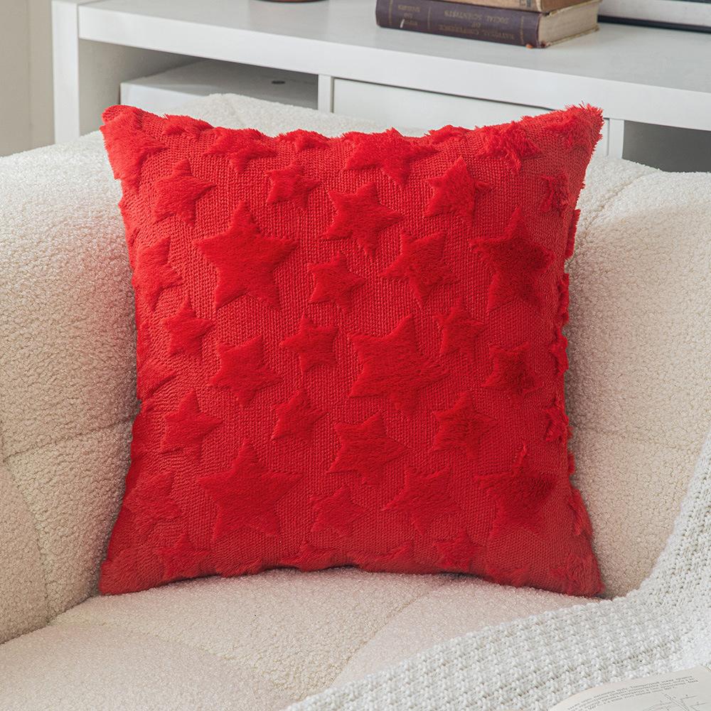 Weihnachtsstern Bestickter Fell Kissenbezug Wohnzimmer Sofa Kissenbezug Festliche Party Annehmlichkeit Dekorative Kissenhülle