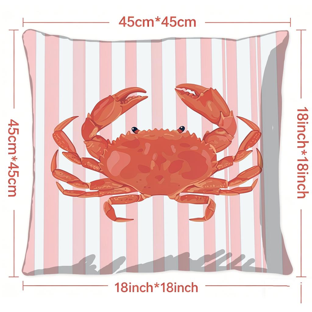 1pc Crab, Lobster, Scallop Print Polyester Pillowcase Home Decor Pillowcase Car Sofa Cushion Cover Home Decor 45x45cm