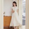 Elegant French V-Neck Tie-Waist Maxi Dress