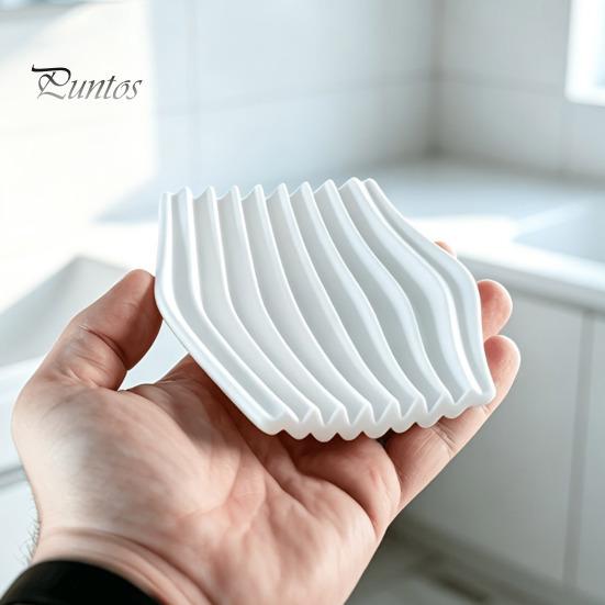Gift for Home 3D Printed Soap Dish, Minimalist Wave Design Bathroom Holder, Small Countertop Stand Shower Tray Bathroom, Kitchen Sink, Vanity Trinket