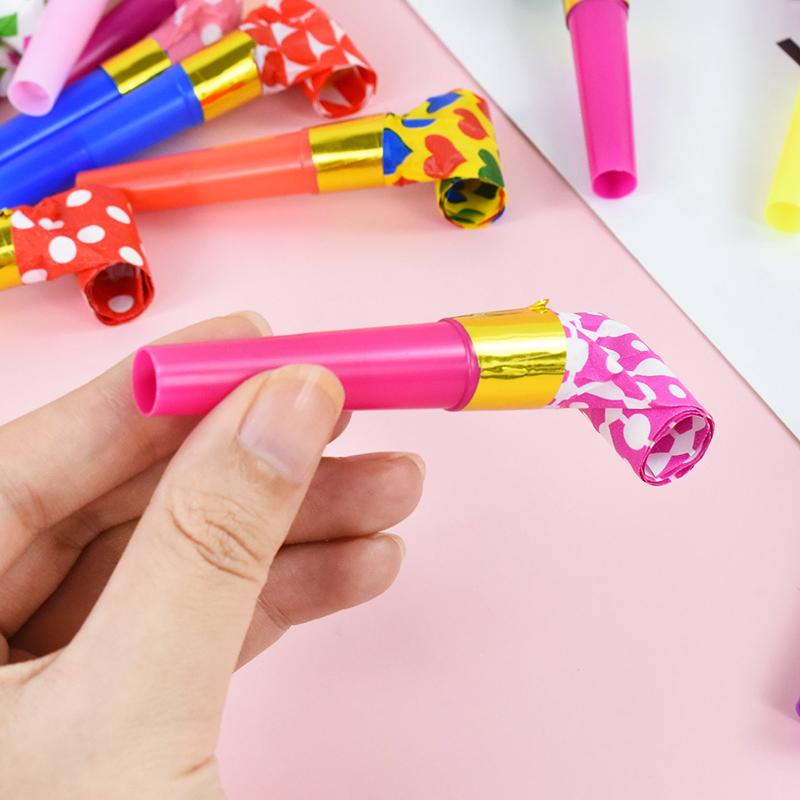 10/100PCS Colorful Blowout Whistle Blow Roll Toy Kids Birthday Party Favors Gifts Cheer Props Pinata Filler Baby Shower Supplies