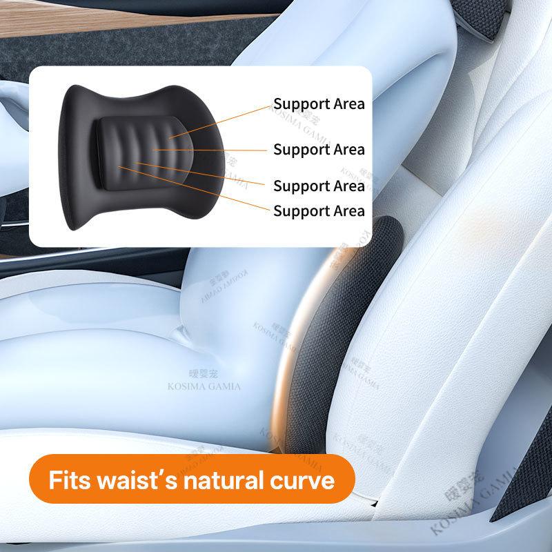 Car Waist Pillow 3D Waist Support Pillow Ergonomic Memory Foam Cushion Car Seat Lumbar Pad Universal Fit for Most Vehicles