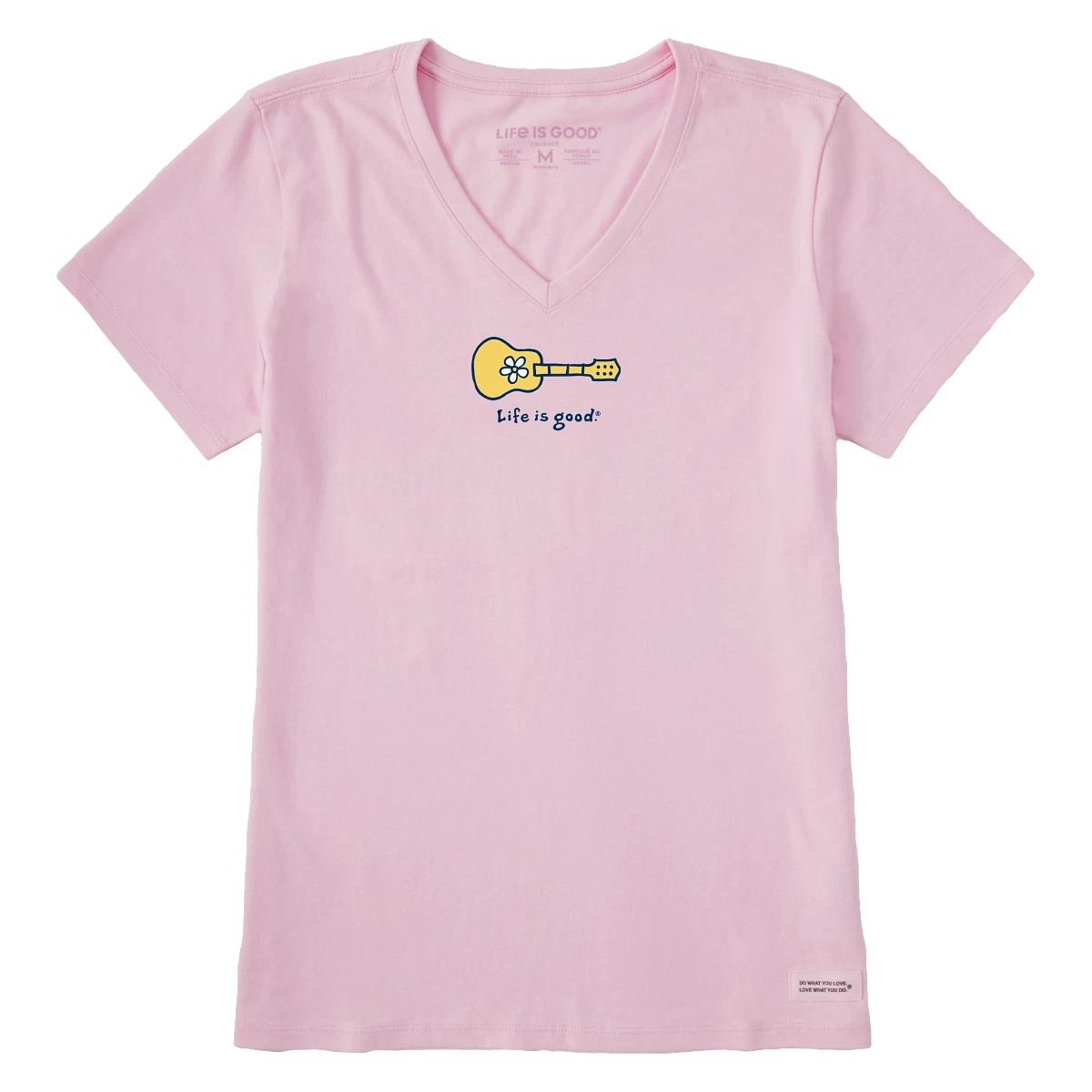 

Life is Good. Women s Mini Daisy Guitar SS Crusher-LITE Vee, Seashell Pink L