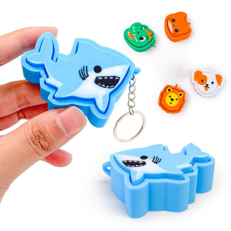Cartoon Animals Clicker Keychain Educational Stress Relief Decompression Toy for Kids Bag Charm