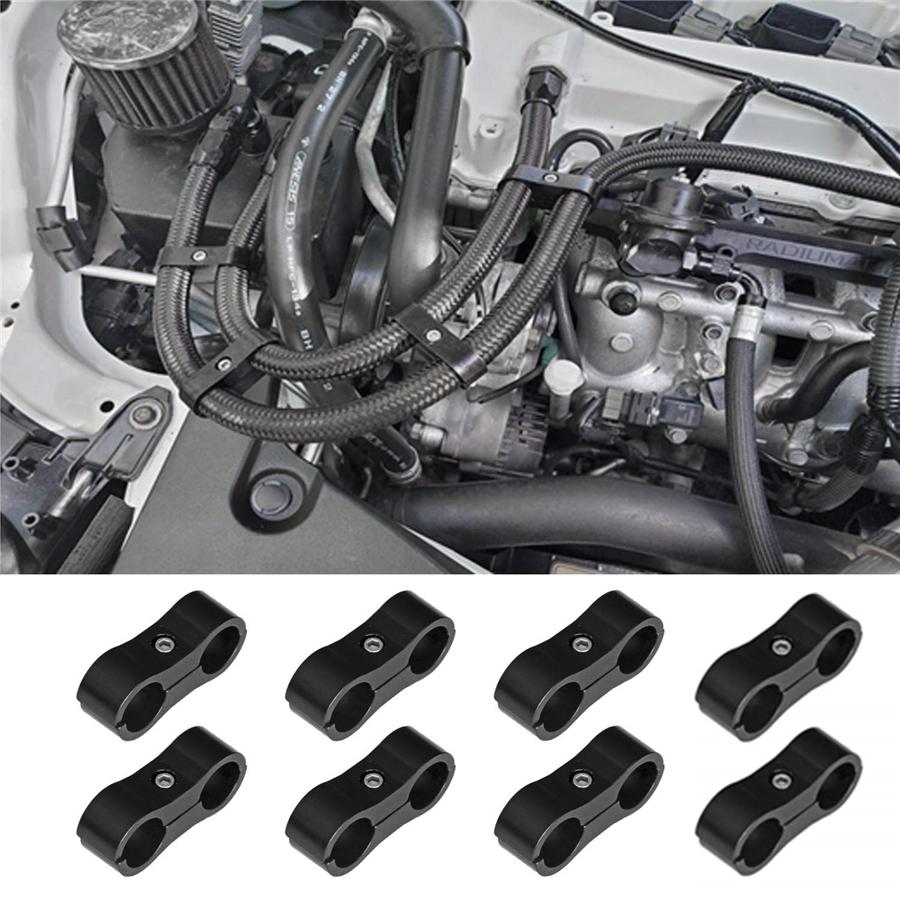 

8pcs AN8 16MM Braided Hose Separator Clamp Fitting Adapter Bracket Black