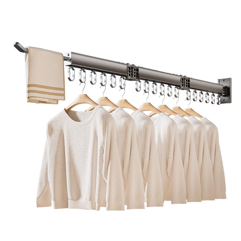 Wall-Mounted Retractable Folding Clothes Drying Rack for Indoor/Balcony Use