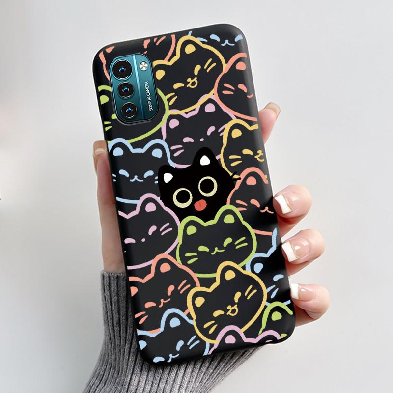 For Nokia G21 G11 Plus Case Cute Love Rabbit Cartoon Black TPU Silicone Soft Cover For NokiaG21 G 11 G11Plus Bumper Phone Case