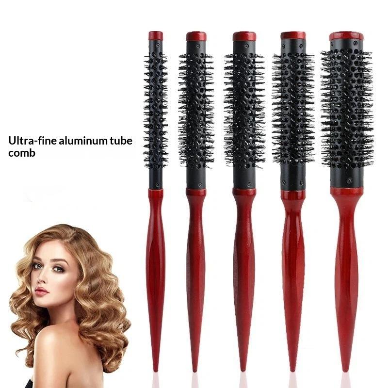 Aluminum Tube Cylindrical Bristle Roller Comb Shape With Fluffy Hair Roots And Bangs Inner Buckle Curly Hair Styling Beauty Tool