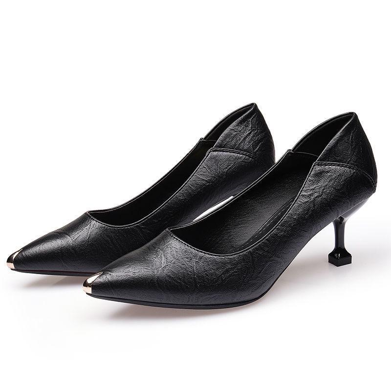 Genuine Leather Pointed Toe Stiletto Heels - Spring/Autumn 2025, Versatile Professional High Heels