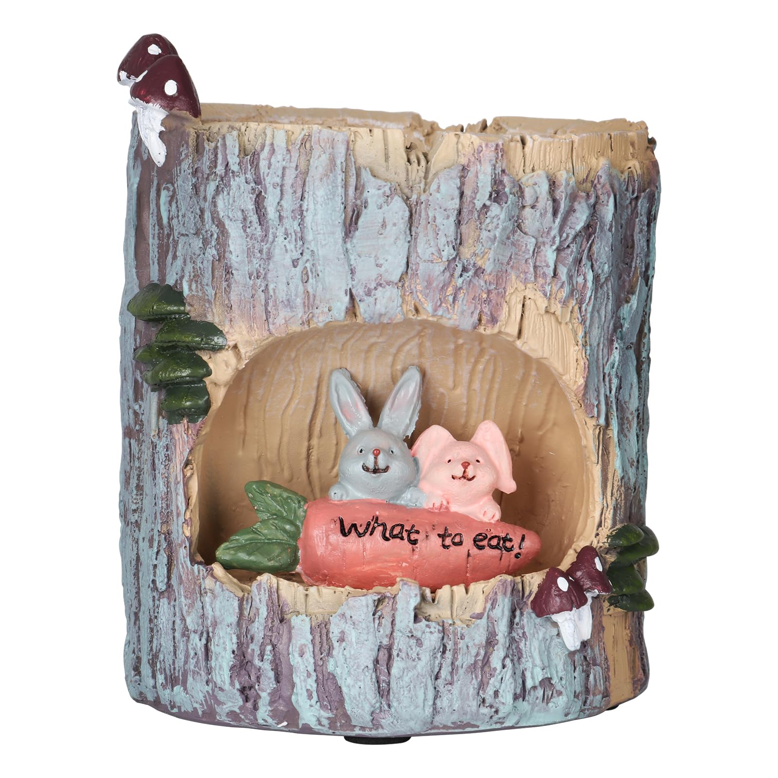 

HOMEOUN Succulent Plant Cute Animal Small Tabletop Handmade Resin with Drainage Pot, Bonsai, Pot, Decoration, Hole, Gift-Ready (Rabbit)