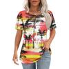 Women's T-shirt Short Sleeve Tops Elegant Casual Shirt Spring Summer Outfit Flowy Pleated Front Round Neck Summer Tops